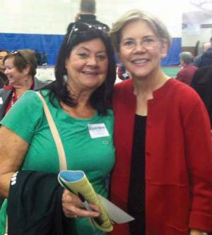 Marie Marshall, left, with one of her political idols, Sen. Elizabeth Warren, who said of Marshall “…nobody could match Marie’s fierce determination to fight for the people and the values that we hold so dear.”